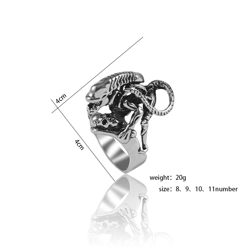 Retro Punk Lizard Skull Ring For Men Boys Vintage Male Metal Skeleton Animal Rings Hip Hop Cool Party Jewelry Gifts 2019 Anillos