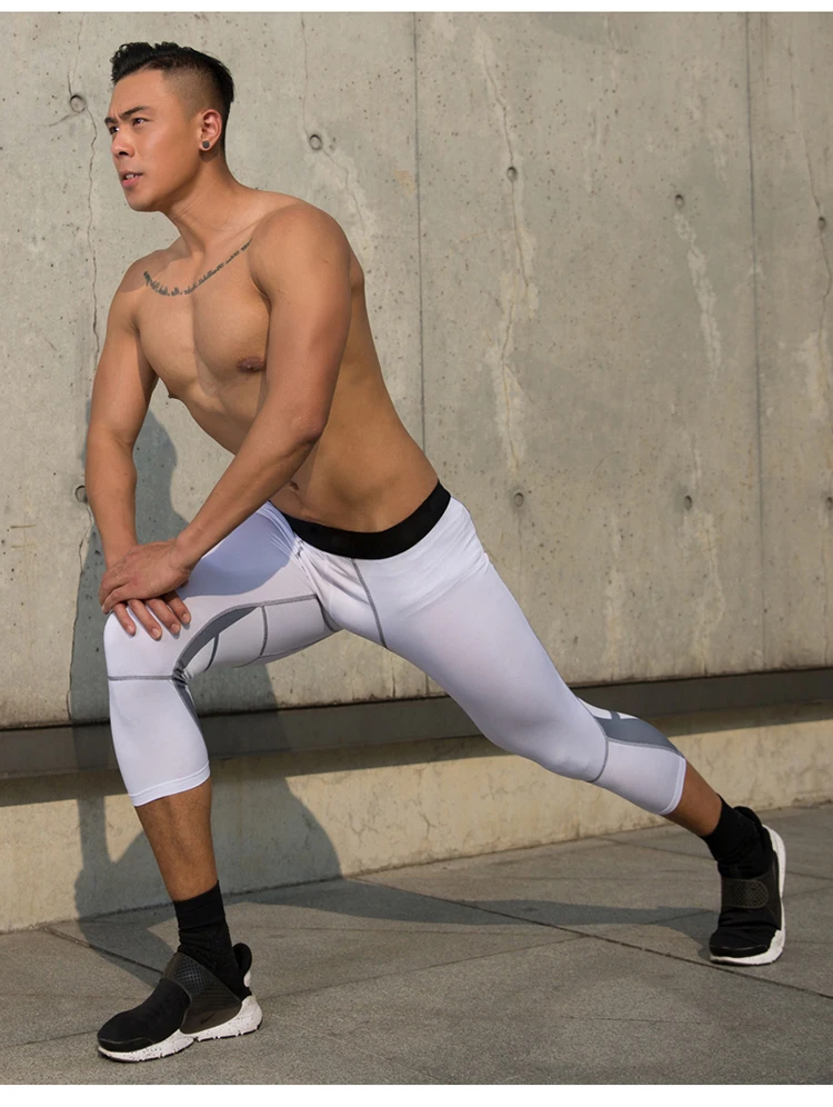 Männer Sport 3/4 Geerntete Hosen Gym Lauf Leggings Männliche Joggings Elastische Kompressionen Sweatpant Fußball Basketball Hosen – Detail 7