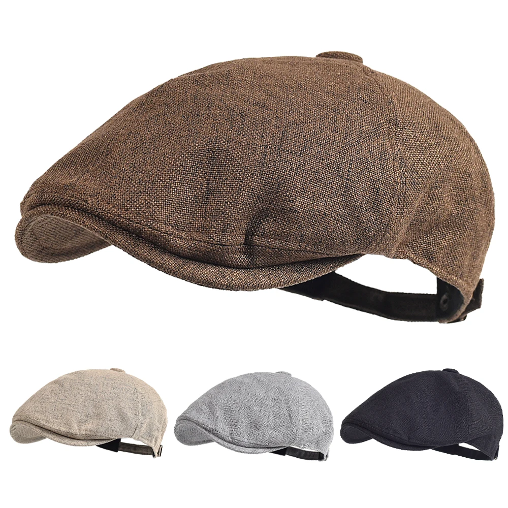 Men\'s Summer Berets Outdoor Breathable newsboy cap Spring Flat Hats Solid Duckbill Hats Vintage Gatsby Beret Hat Women