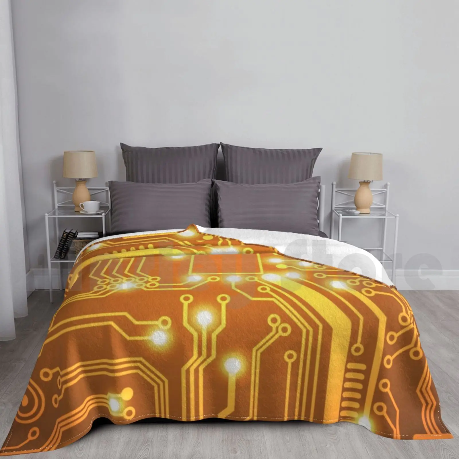 

Futuristic Circuit Board Blanket For Sofa Bed Travel Motherboard Chip Electronic Computer Hardware Technology