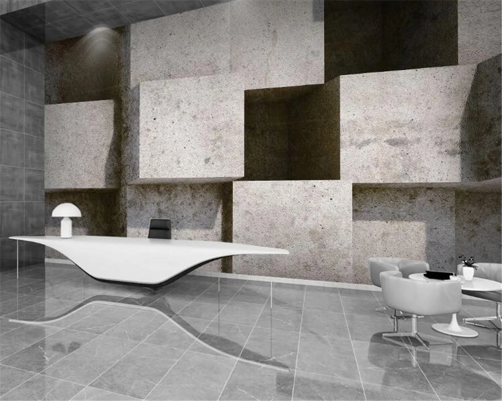 

Custom size wallpaper Rectangular geometric grey cement wall mural Industrial style background 3D wallpaper decorative painting