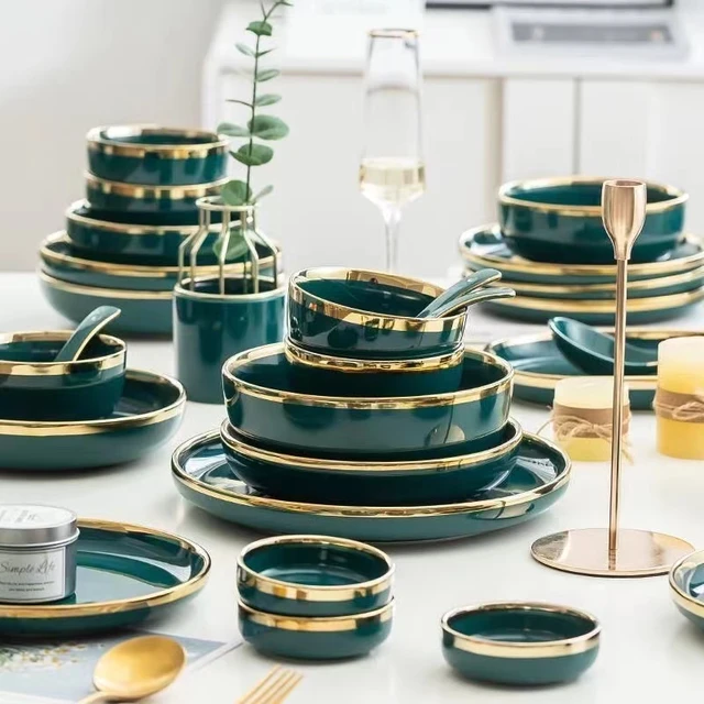 Green dish set best sale