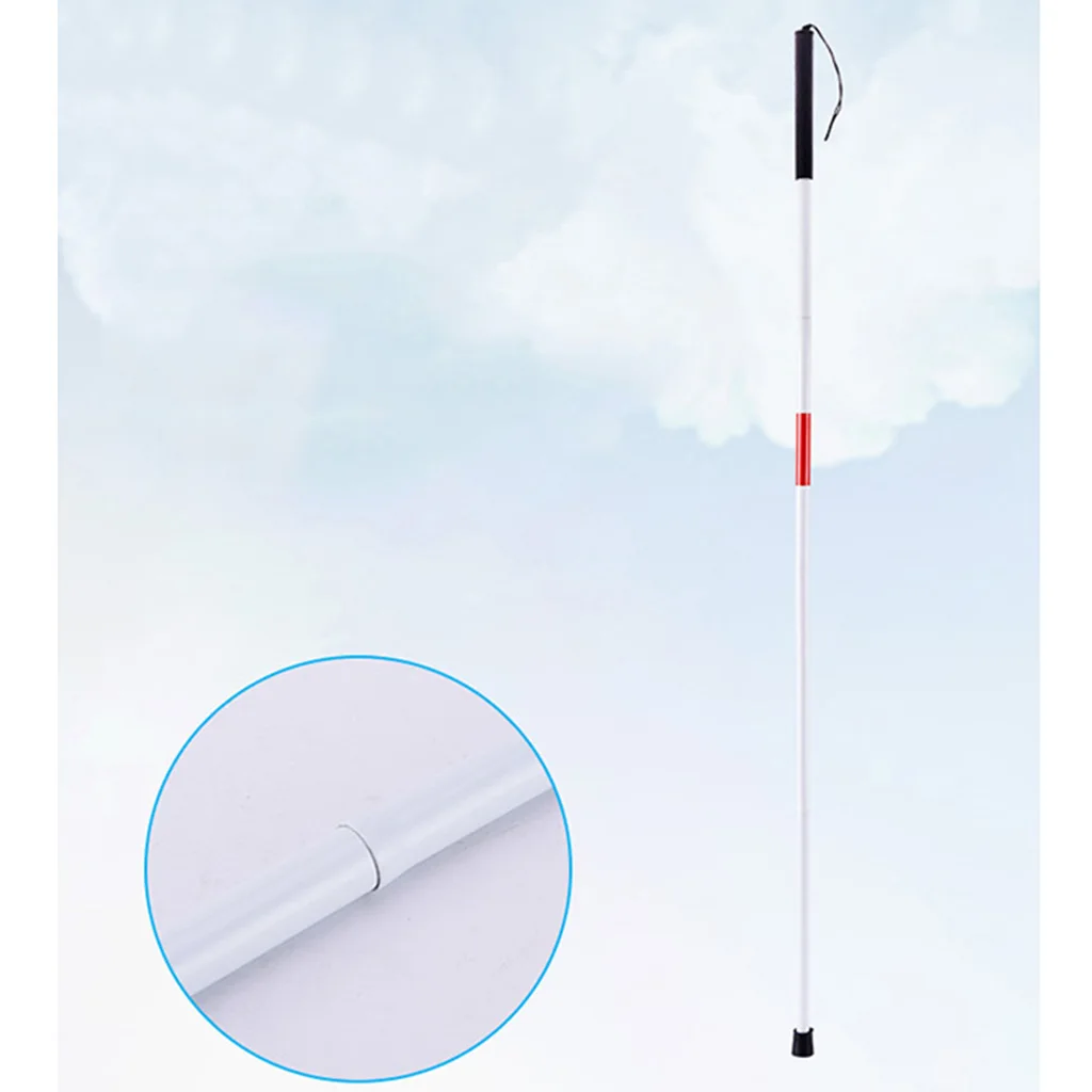 Folding Blind Cane Antiskid White Cane Aluminum Folding Cane For The Blind(Fold Down 4 Section) Aluminum Folding Cane