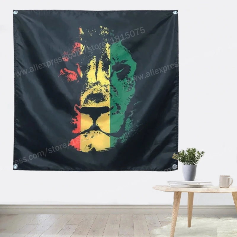 Jamaica Lion Rasta Reggae Flag Banner Polyester 120* 120cm Hang On The Wall 4 Grommets Custom Flag Indoor Music Rock