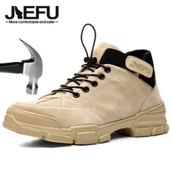 Sapatos de segurança jiefu para homem à prova dwaterproof água aço toe cap proteção botas de trabalho tênis de construção feminina