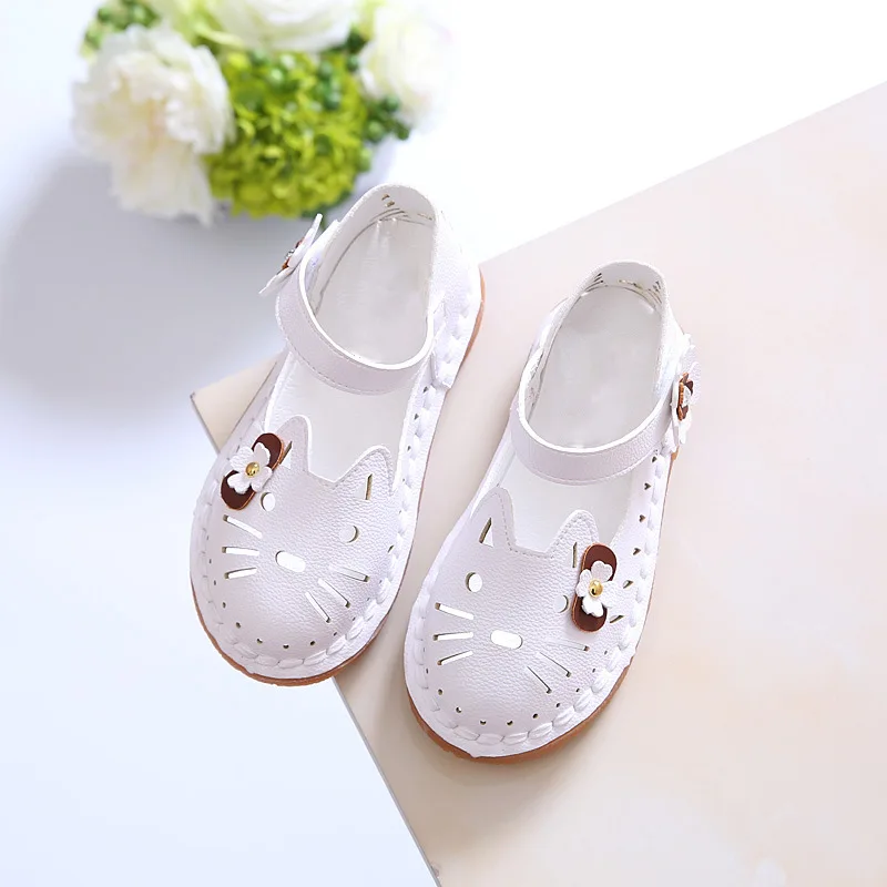 Zapatos de princesa con flores para bebé y niña, zapatillas de fondo suave y transpirables para bebé, zapatos planos con agujeros para gato