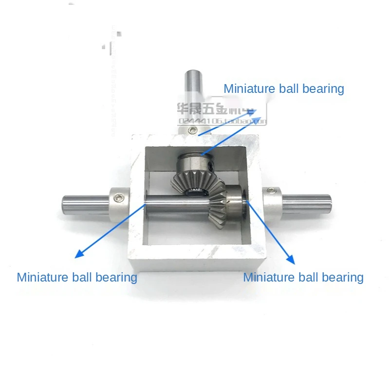 90 องศามุมขวากลอย้อนกลับเกียร์ Dual Output SHAFT BEVEL Gear ANGLE Converter อัตราส่วนความเร็ว 1:1 กรอบโลหะผสม