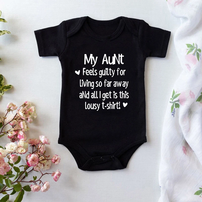 

My Aunt Feels Guilty Baby Bodysuit Infant Jumpsuit Short Sleeve Baby Boys Girls Clothes Newborn Baby Oneises