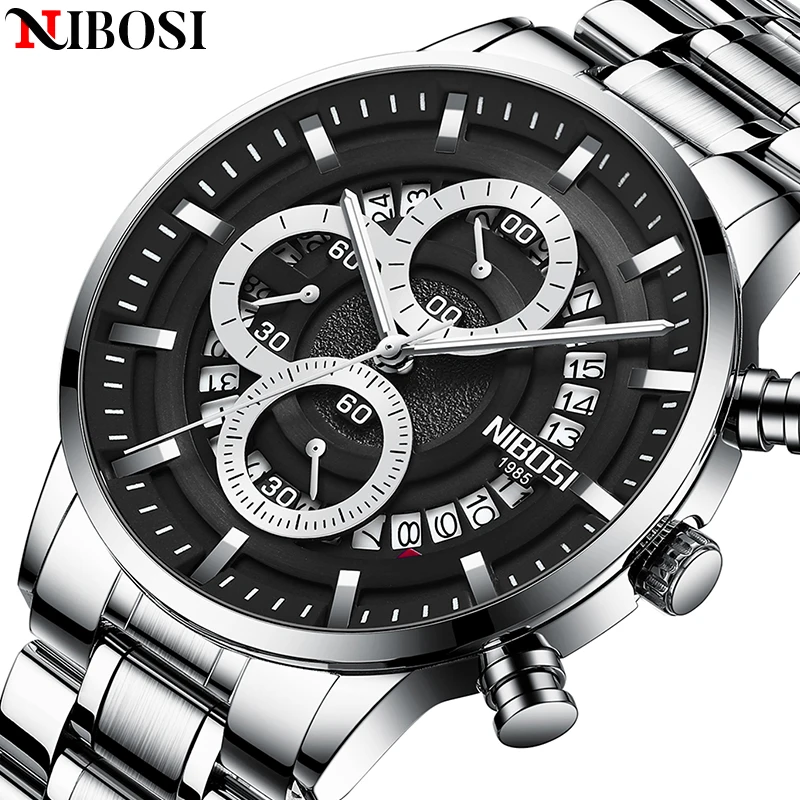 

Relogio NIBOSI Masculino 2021 Watches Men Fashion Business Stainless Steel Waterproof Clock Simple Quartz Wristwatches Men