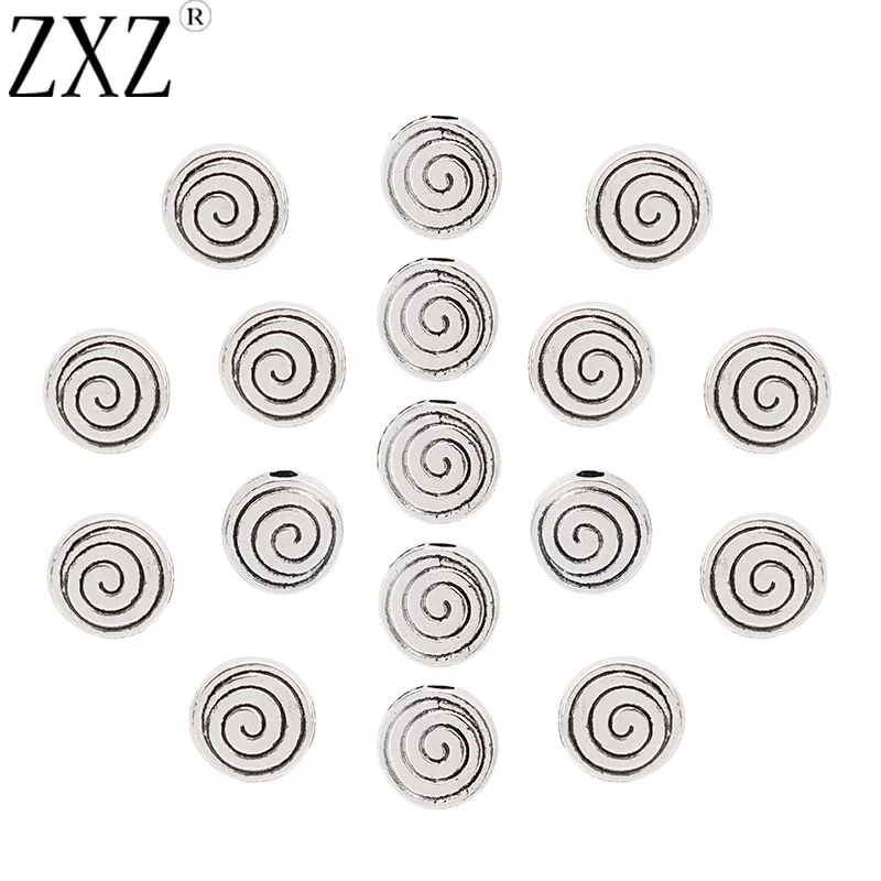 

ZXZ 50pcs Spiral Swirl Spacer Beads Double Sided for DIY Necklace Bracelet Jewelry Making Findings 8mm