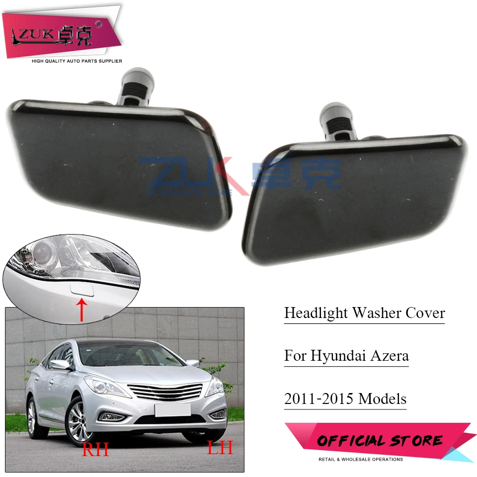 ZUK For Hyundai Grandeur Azera (HG) 2011-2015 Car Headlight headlamp Washer Cover Cleaning Nozzle Cap Case Shell Unpainted