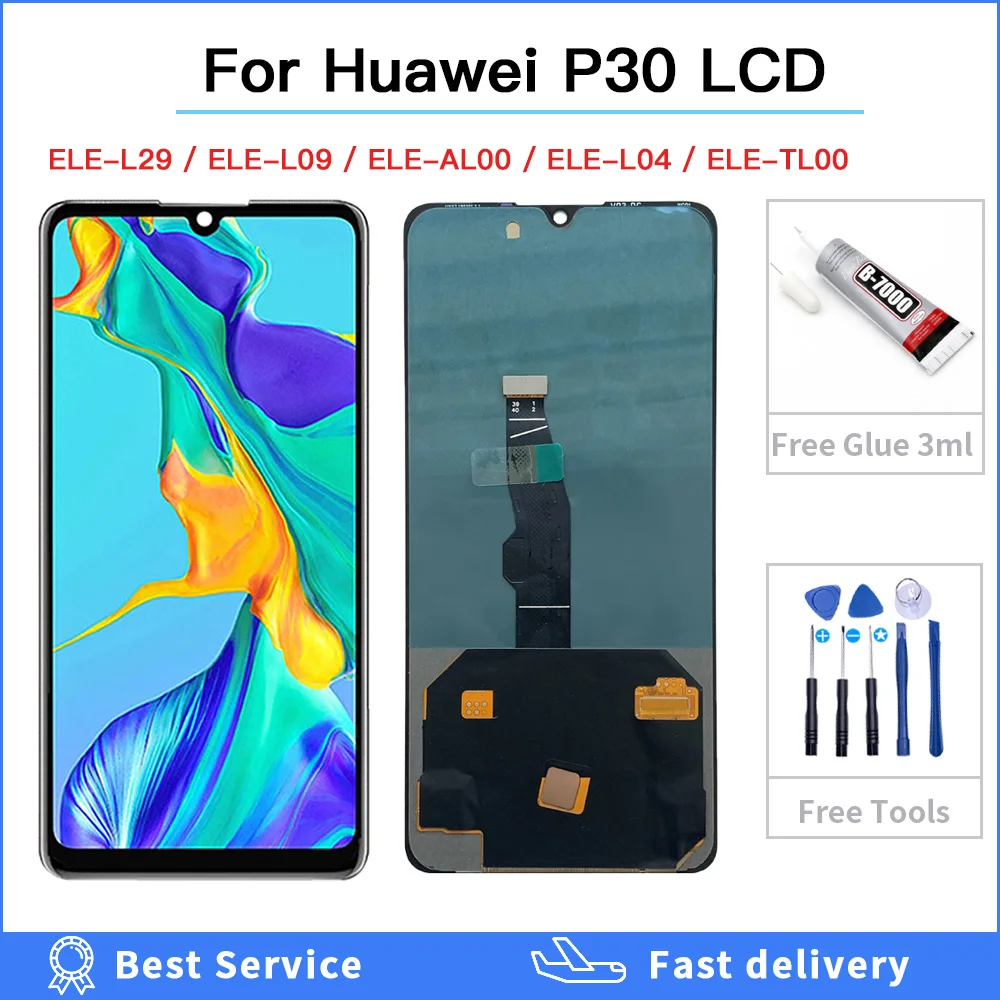 Original Display For Huawei P30 ELE-L29 LCD Display Touch Screen Digitizer Assembly with Frame LCD For Huawei P 30 Screen 6.1\