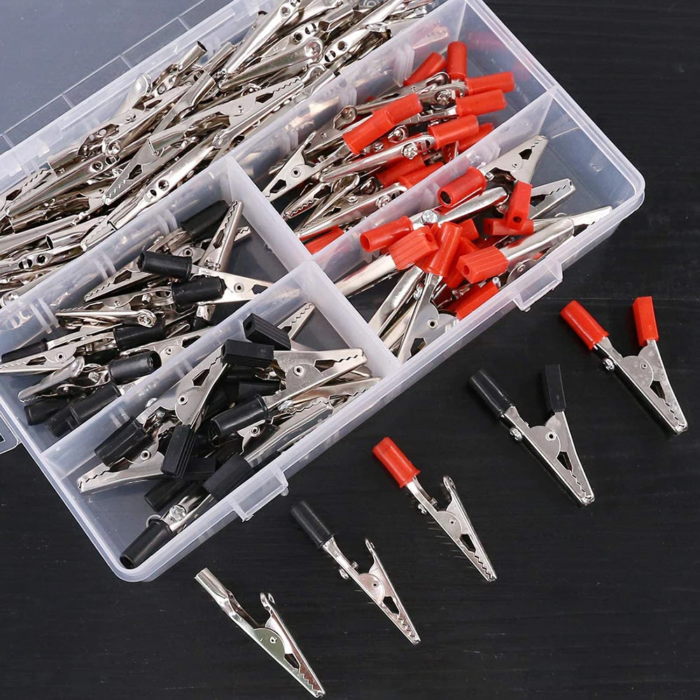 100pcs/box 50mm Kunststoff Test Sonde Metall Alligator Clip Anschluss Batterie Steckdose Clip (Drei Größen)