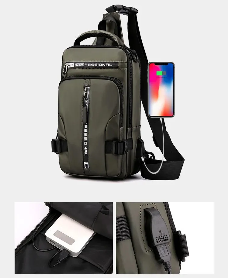 2021 multifunktions Designer männer Tasche Multi-Schicht Schulter Tasche Mode USB Lade Brust Reisetaschen Schule mochila masculina