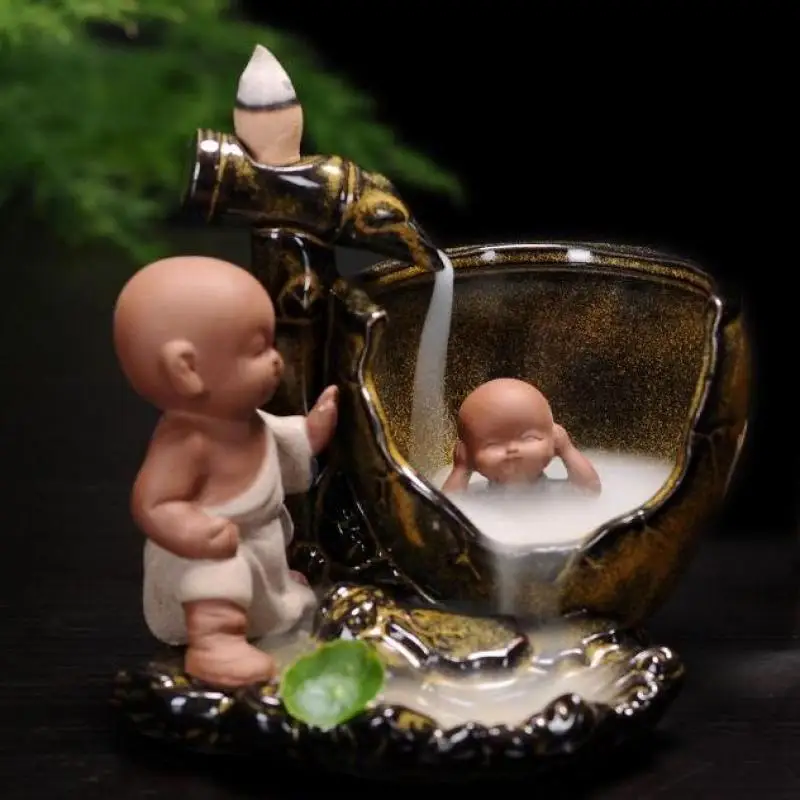 

Chinese ceramic reflux incense burner young monk Water tank play Creative furnishing