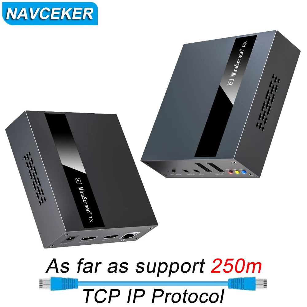 

2023 Navceker HDMI KVM Extender Over IP RJ45 Ethernet Network KVM Extender USB HDMI 250M Over UTP/STP KVM Extender CAT5 CAT6