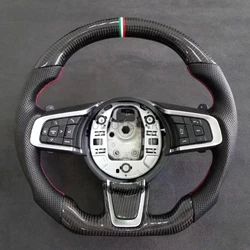 For Jaguar XE XJ XJL XF F-PACE Carbon Fiber Steering Wheel Type D Sports Modification Perforated Leather