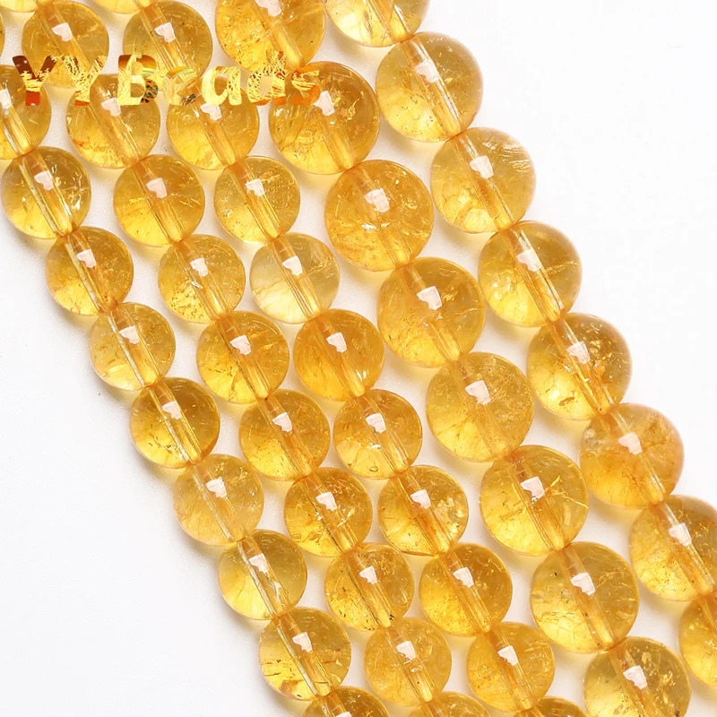 Natural Citrines Yellow Crystal Beads Round Loose Spacer Beads For Jewelry Making DIY Bracelets Accessories 15