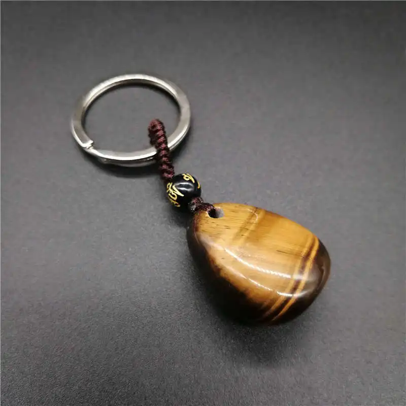 Natural yellow tiger eye ore stone crystal stone KeyChain nunatak energy chakra stone  crystal KeyChain