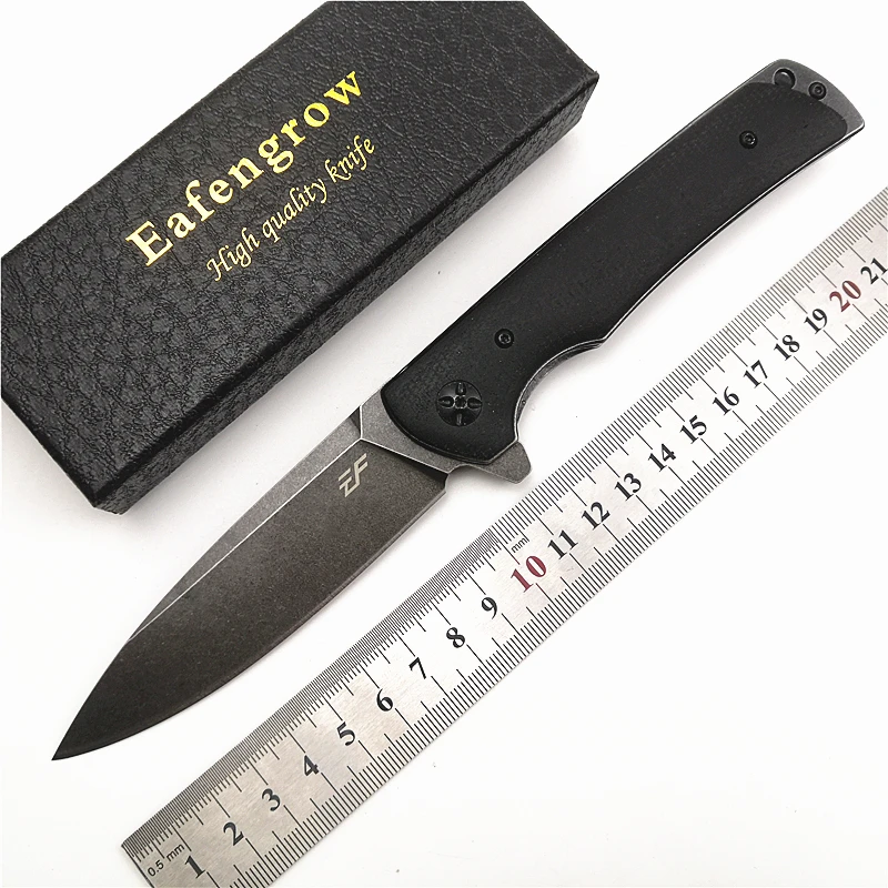 Eafengrow EF962 Real D2 Blade Micarta Handle Liner-Holder Flipper Utility Camping Hunting Outdoor EDC Pocket Folding Knife