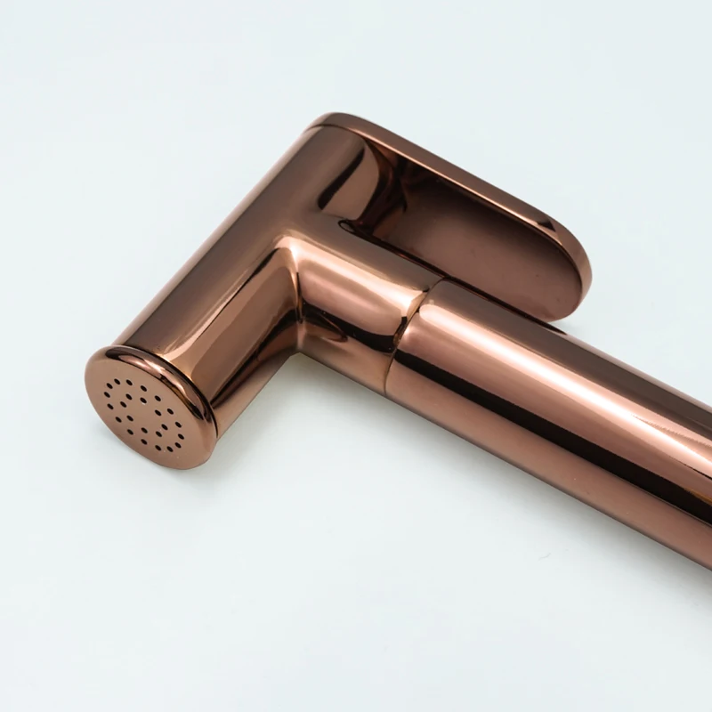 Glossy Rose Gold Brass Bidet Sprayer Hand Held Toilet Bidet Spray Shattaf Copper Bathroom Toilet Jet Spray Bidet Shower Head