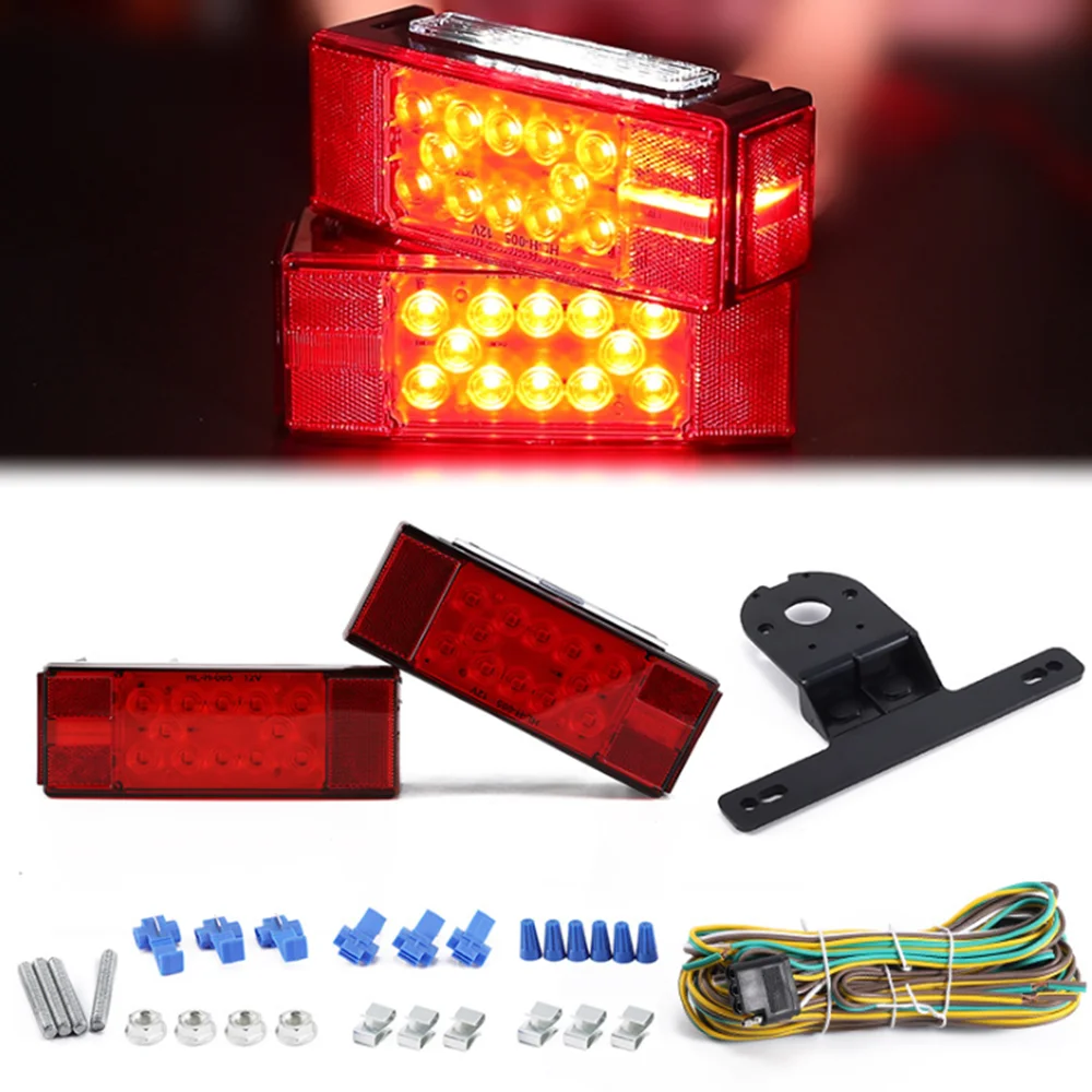 

2pcs Rectangular Led 12V Car LED Caravan Truck Rear Lights Boat Stop Tail Brake Light Lamp Trailer Taillight With Hardware Kit