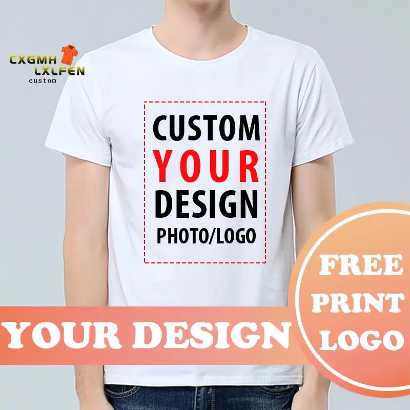 Design Your Own Custom T-shirt !00% Cotton White Men Women Tops Tees Add Print Personalized Photo Logo Family Breathable Tshirt