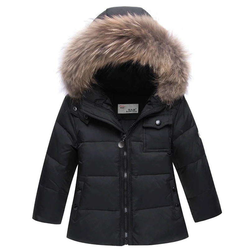 New Winter Boy Girl Ski suit Baby Winter Warm Clothes Sets  Snowsuit Children Fur Hooded Down Jacket Coat 5 Colors