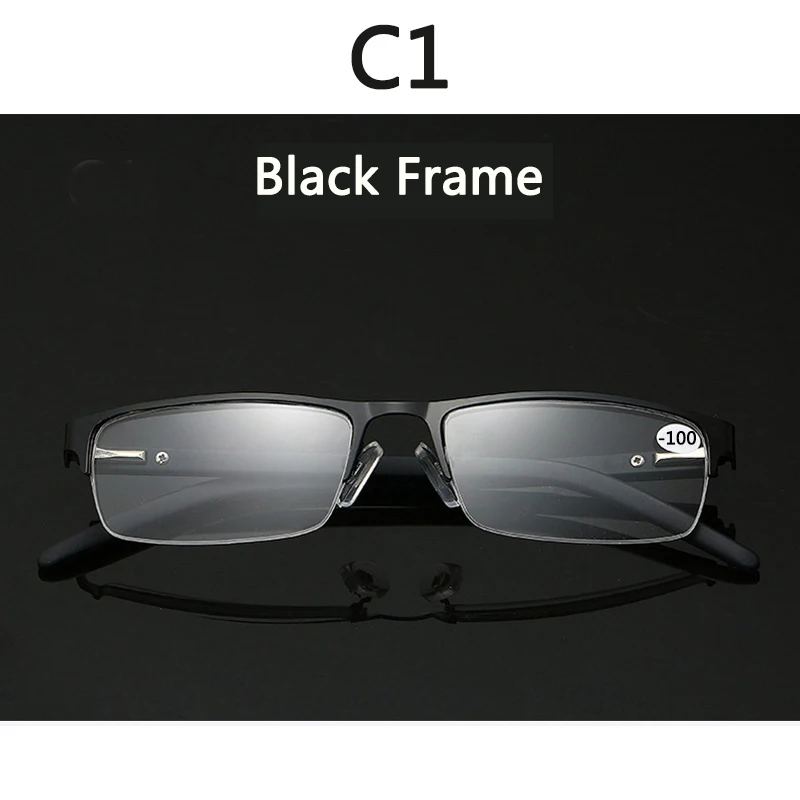 BOYSEEN Kurzsichtige Brille aus Titanlegierung, nicht sphärisch, 12-lagig beschichtet, Minus-Gläser, Business-Myopie-Brille – 0,5 – 1,0 – 1,25