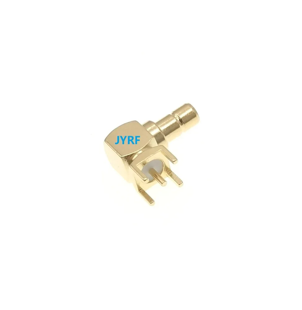 Conector PCB macho SMB, ángulo recto, chapado en oro