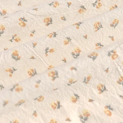 Half Meter Forest Series Orange Yellow Little Flower Washed Cotton Linen Fabric Dress Shirt Garment Curtain Sewing Tissue 1099