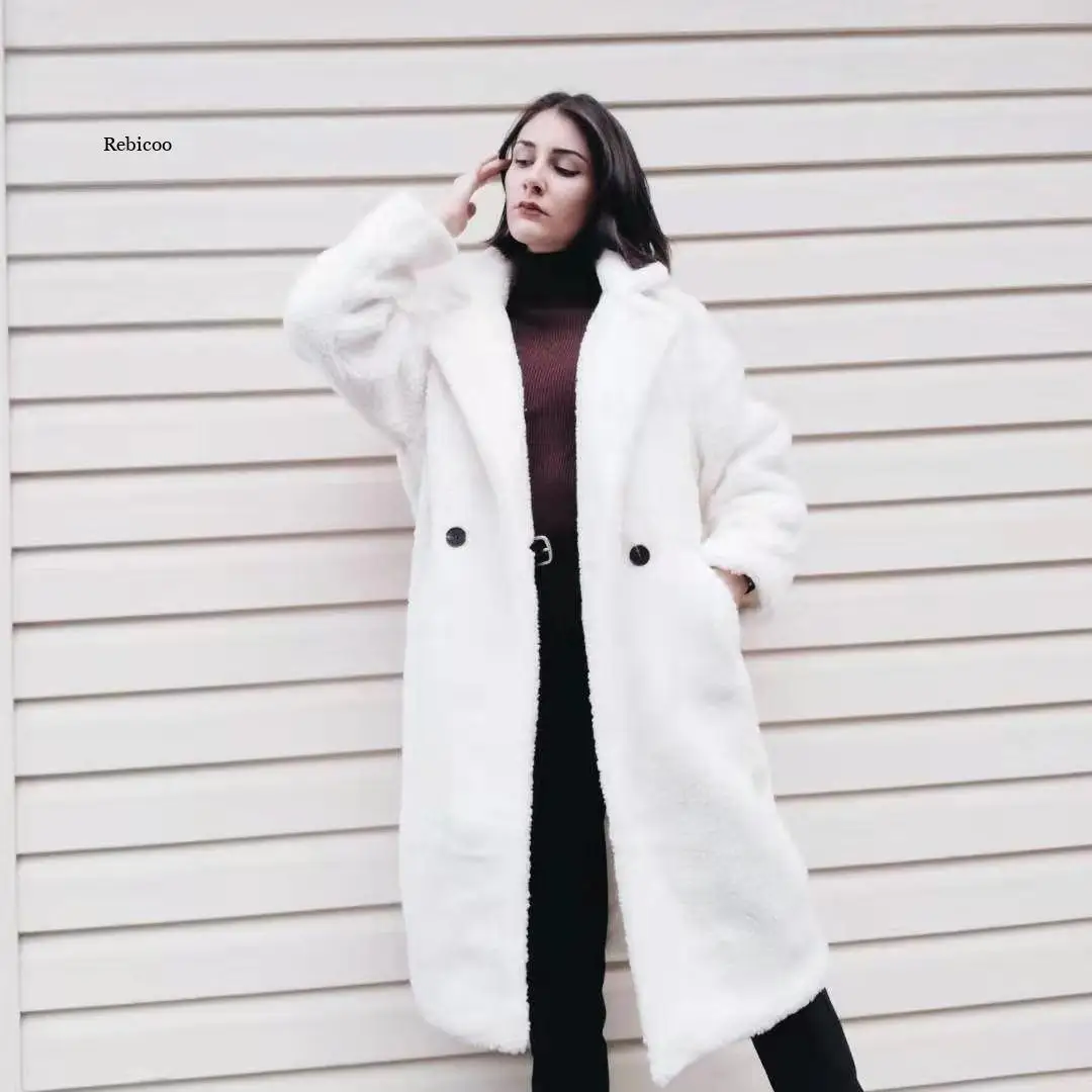

Autumn Winter Women Beige Teddy Coat Stylish Female Thick Warm Cashmere Jacket Casual Girls Streetwear