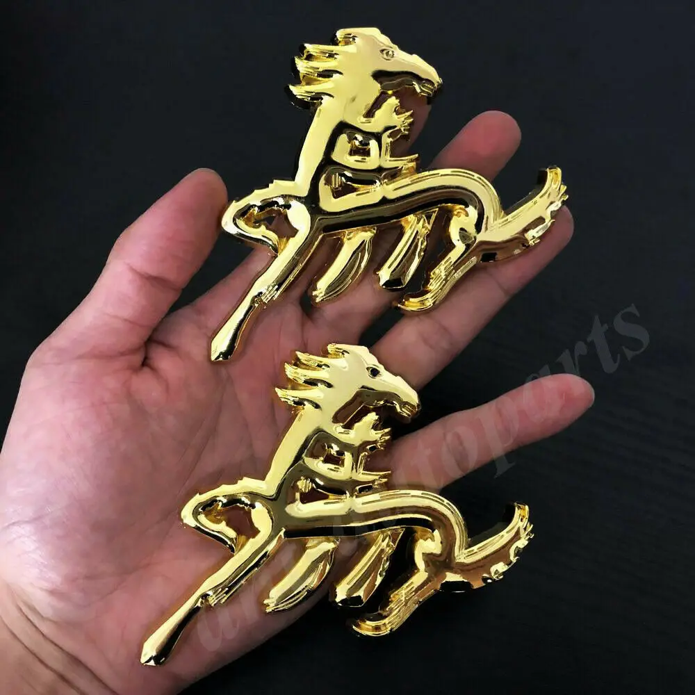 2pcs Big Metal Chinese Character Runing Horse Car Emblem Badge Decal Sticker