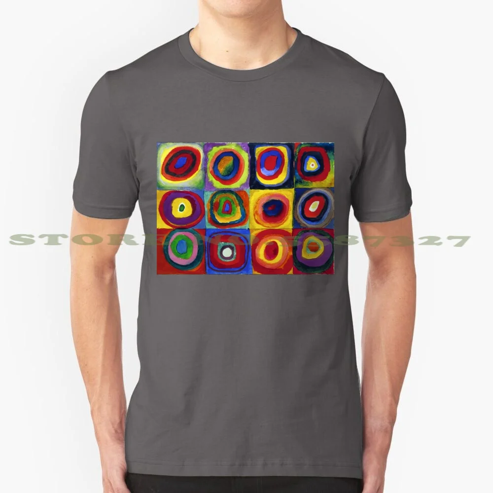 Kandinsky Concentric Circles 100% Cotton T-Shirt Square Circles Concentric Yellow Red Blue Modern Art Kandinsky Geometric