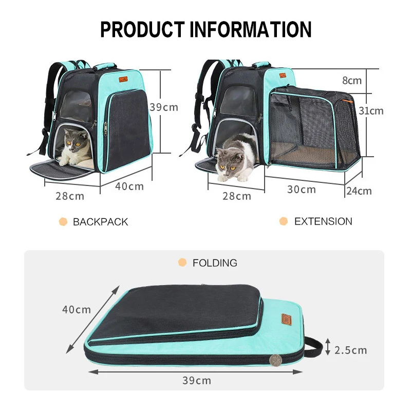 Imagem -02 - Portátil Pet Carrinho de Criança Gato Portador Bolsa Portátil Gato Transportando Respirável Pet Mochila para Cães Grande Espaço Trole Viagem Bolsa