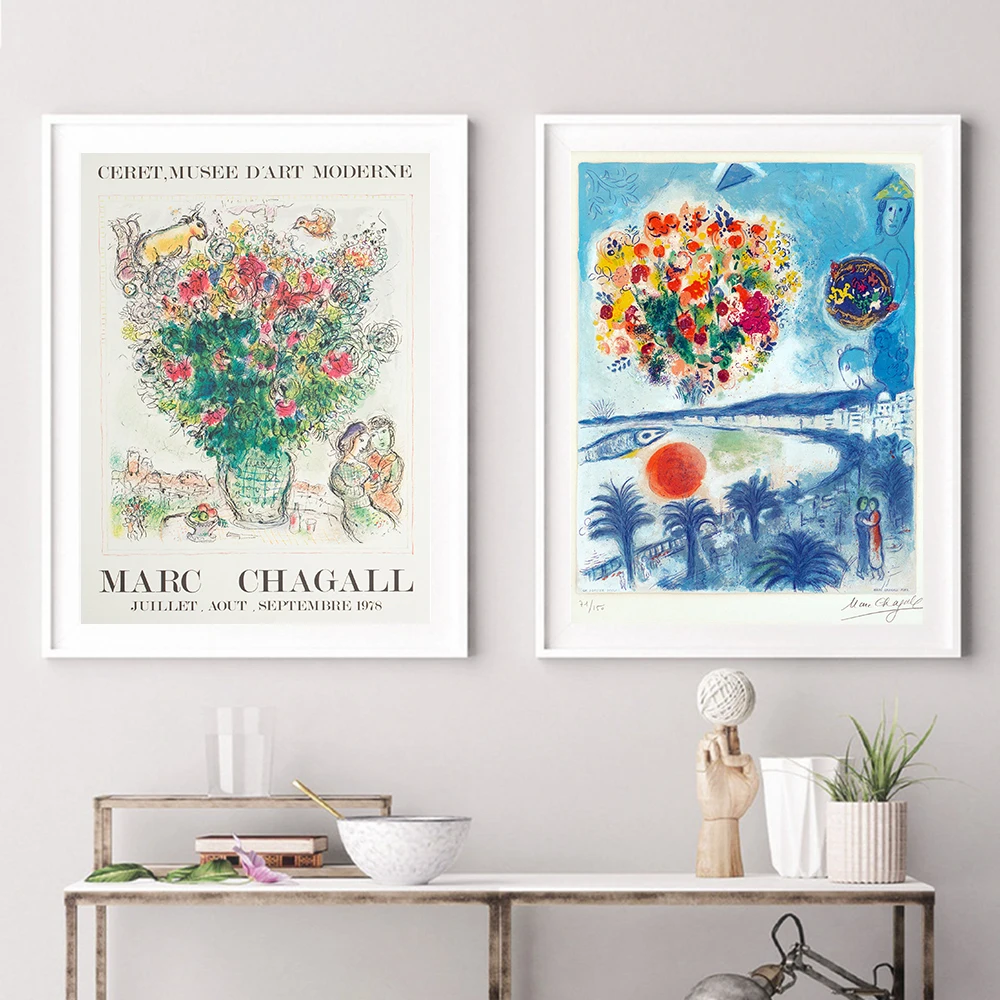 Marc Chagall Fashion Retro Posters And Prints Abstract Sunset Wall Art Canvas Painting Pictures For Living Room Home Decor