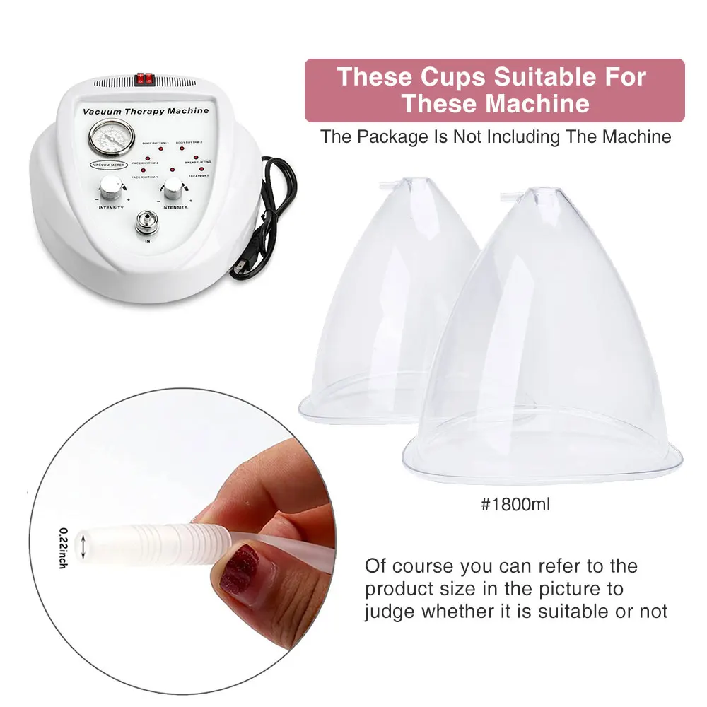 2pcs180/150ml Breast Enlargement Cupping Hip Lifting Buttock Vacuum Pump Suction Replacement Enhancer Massage Cup with Hose Set