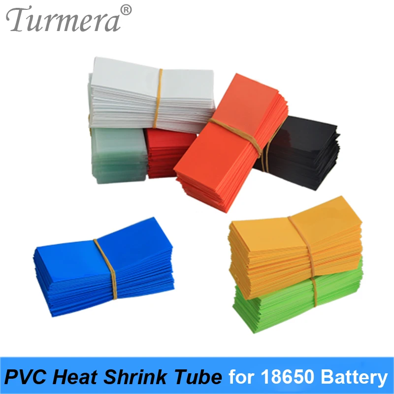 Turmera-Tubo termorretráctil de PVC, envoltura de batería de litio 100, tamaño de 18650mm, reemplazo de tubo para cigarrillo electrónico Mod, DIY, 7 colores, 18,5 piezas