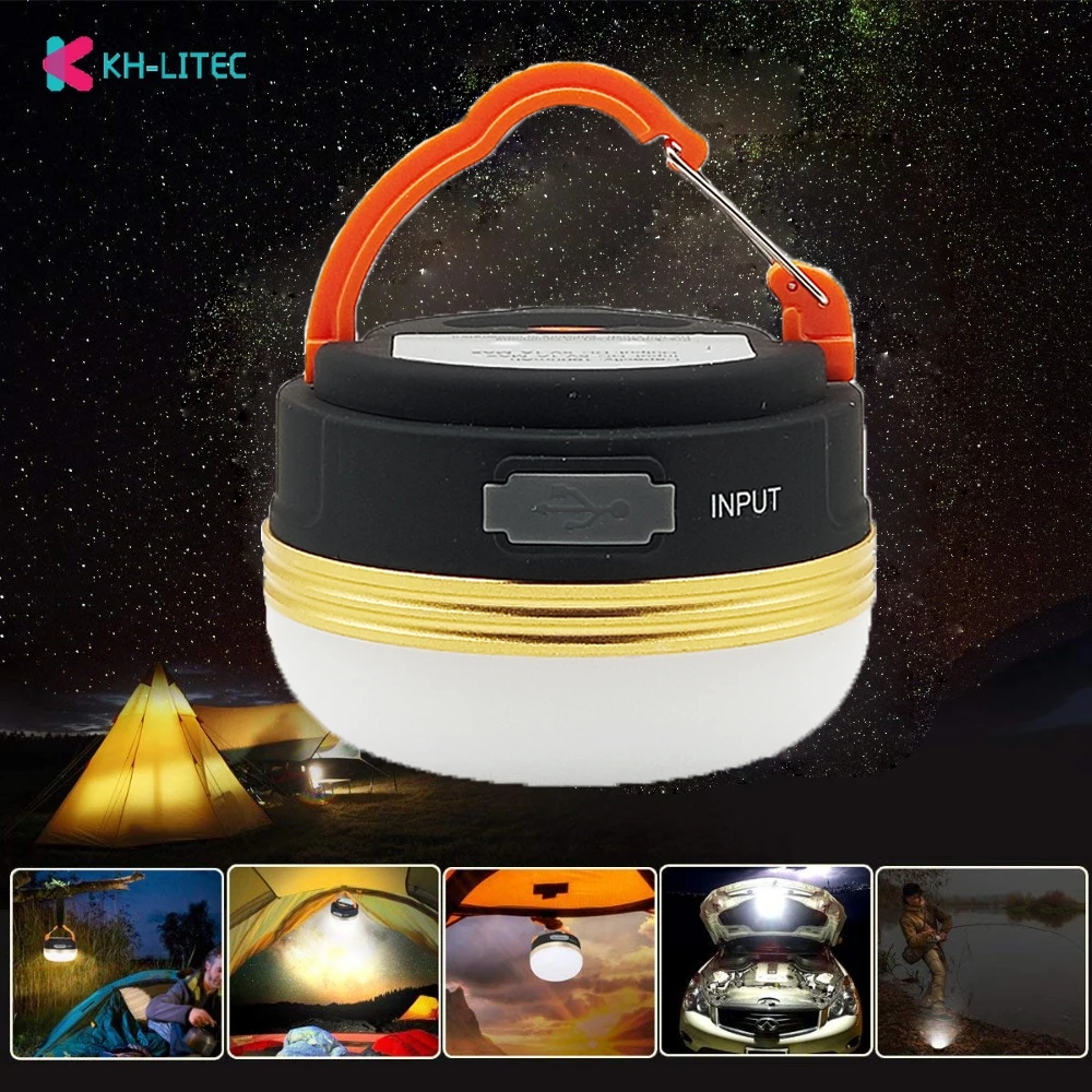 KHLITEC Mini Portable Camping Lights 3W LED Camping Lantern Tents lamp Outdoor Hiking Night Hanging lamp USB Rechargeable