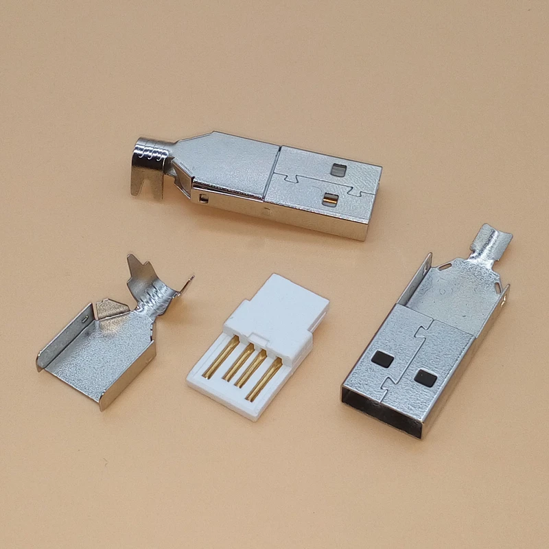 20PCS USB 2.0 Type A Welding Type Male Plug Nickel Plated Connectors usb-A Tail Socket 3 in 1 DIY Adapter