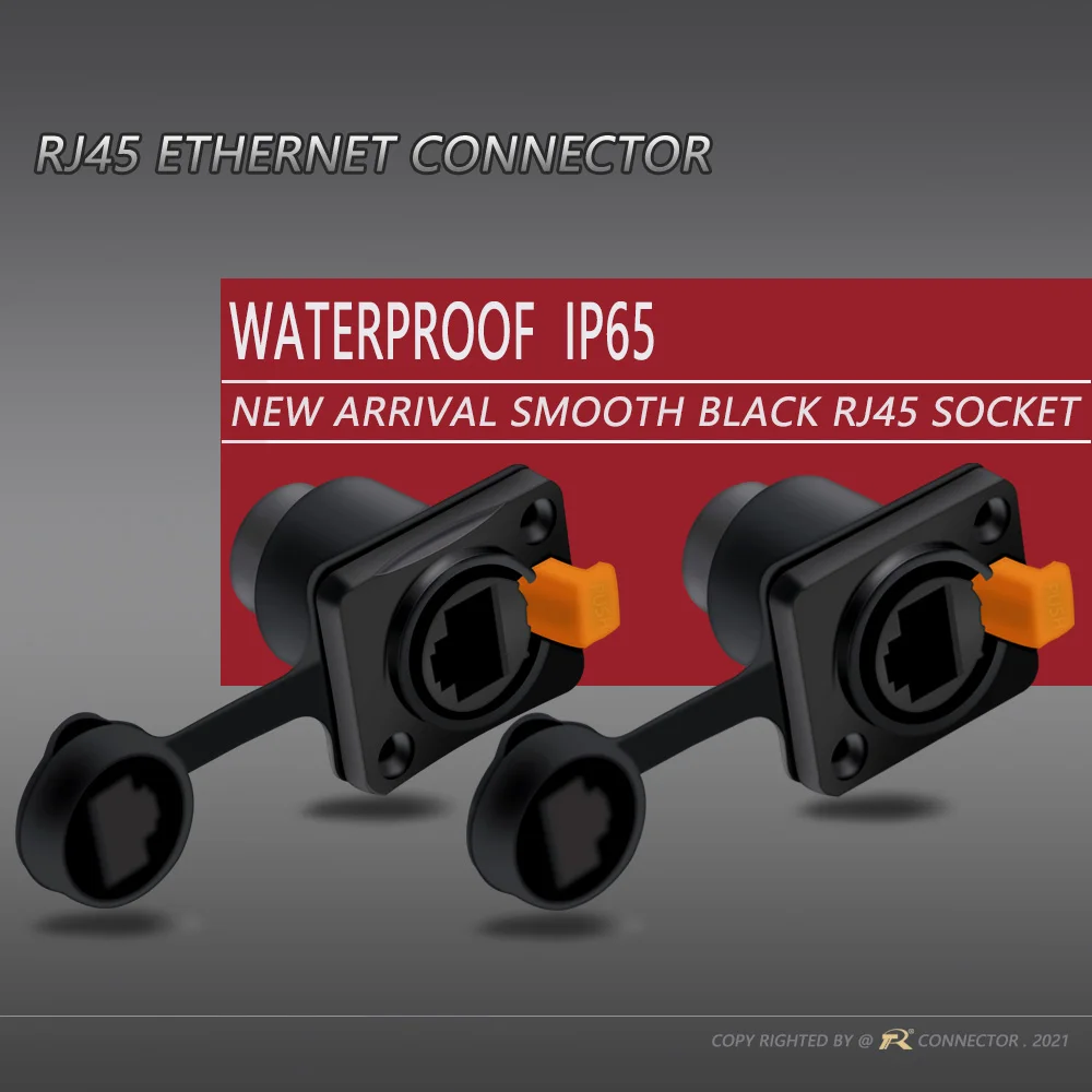 10 sztuk/5 zestawów 8p8c RJ45 wodoodporne złącze, pomarańczowo-czarne, do montażu panelowego + złącze przewodu, złącze Ethernet/sieciowe RJ45, poziom IP65