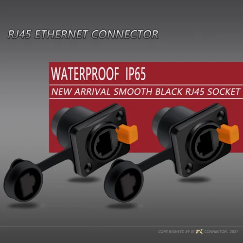 Imagen 2 del producto 10 uds/5 juegos 8p8c conector impermeable RJ45, naranja y negro, montaje en Panel + conector de cable, conector Ethernet/de red RJ45, nivel IP65