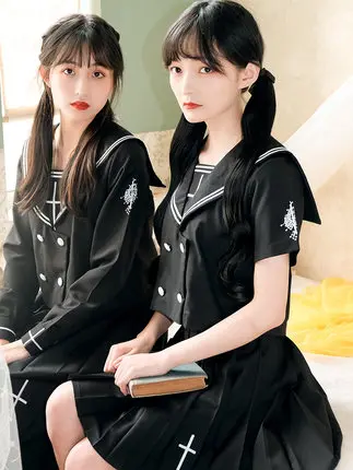 Summer and autumn cross rose jk uniform Japanese sailor suit college wind class uniform school uniform British intermediate suit