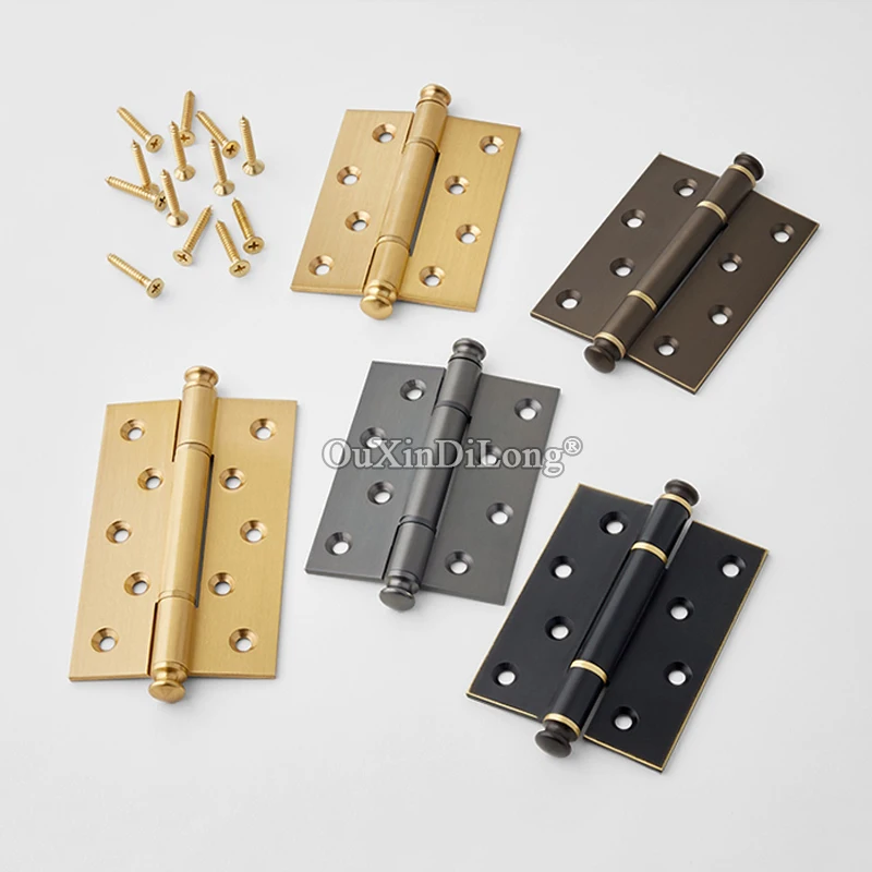 

Top Quality 4PCS European Solid Brass Door Hinges 4Inch/5Inch Heavy Mute Bearing Door Hinge Furniture Hinges + Screws