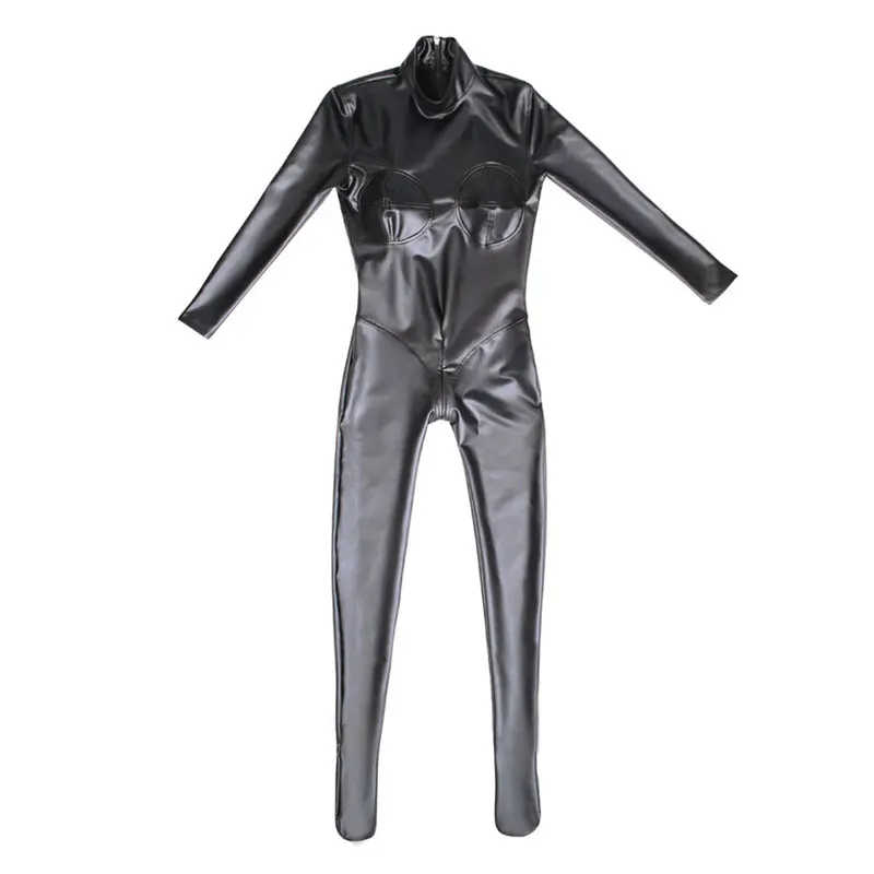 Women PVC 3D Full Bodysuit Latex Elasitc Sexy Tight Faux Leather Oil Shiny Bandage Bodycon Jumpsuit Cosplay Club Wear