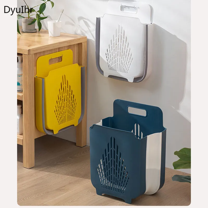 

household Folding dirty clothes hamper wall-mounted storage basket bathroom laundry basket dirty clothes basket free punch