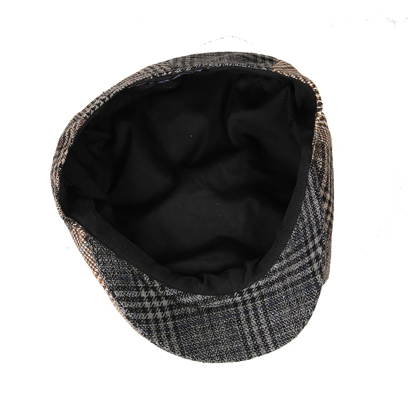 New Plaid Newsboy Caps Men Fashion Wool Stitching Flat Cap Autumn Winter Men Woman Vintage Painter Octagonal Hats BLM118