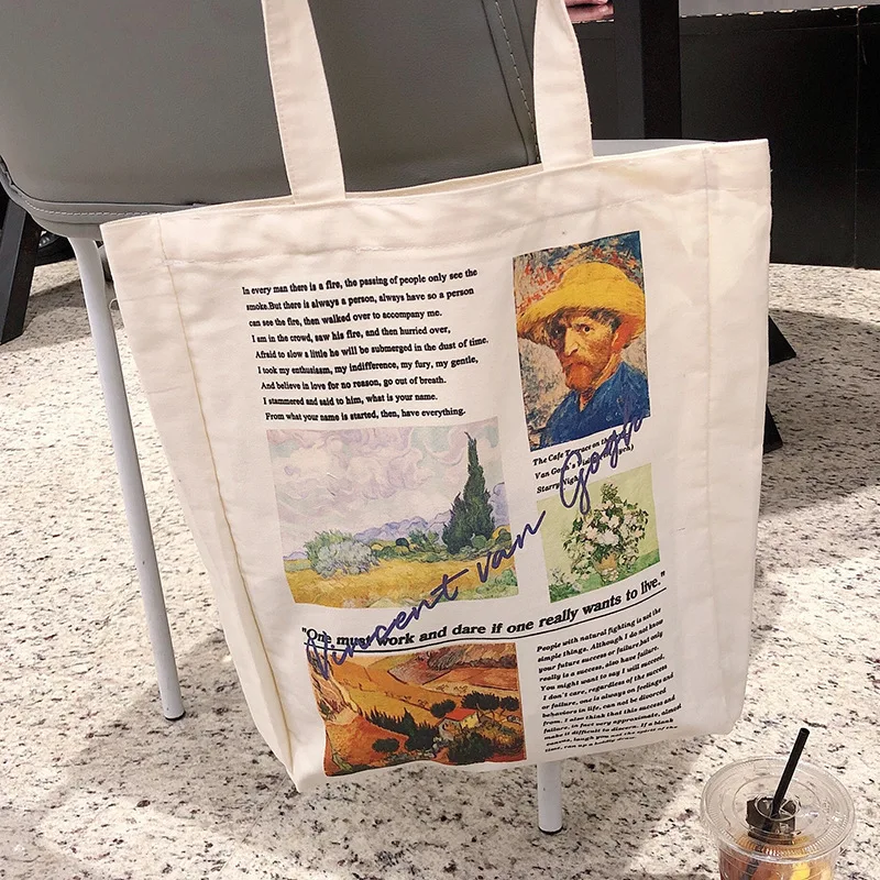 Van Gogh Monet Women's Tote Bags Bolsas Large Capacity Oil Painting Shoulder Bag Reusable Eco Canvas Shopping Bag Female Handbag