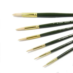 6Pcs/set pig bristle oil painting brush Artist painting brush round peak gouache watercolor pen painting Art supplies