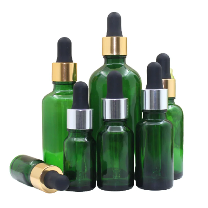 

Matte Black Rubber Dropper Bottle 5ml 10ml 15ml 20ml 30ml 50ml 100ml Empty Green Glass Essential Oil Cosmetic Packaging Vials